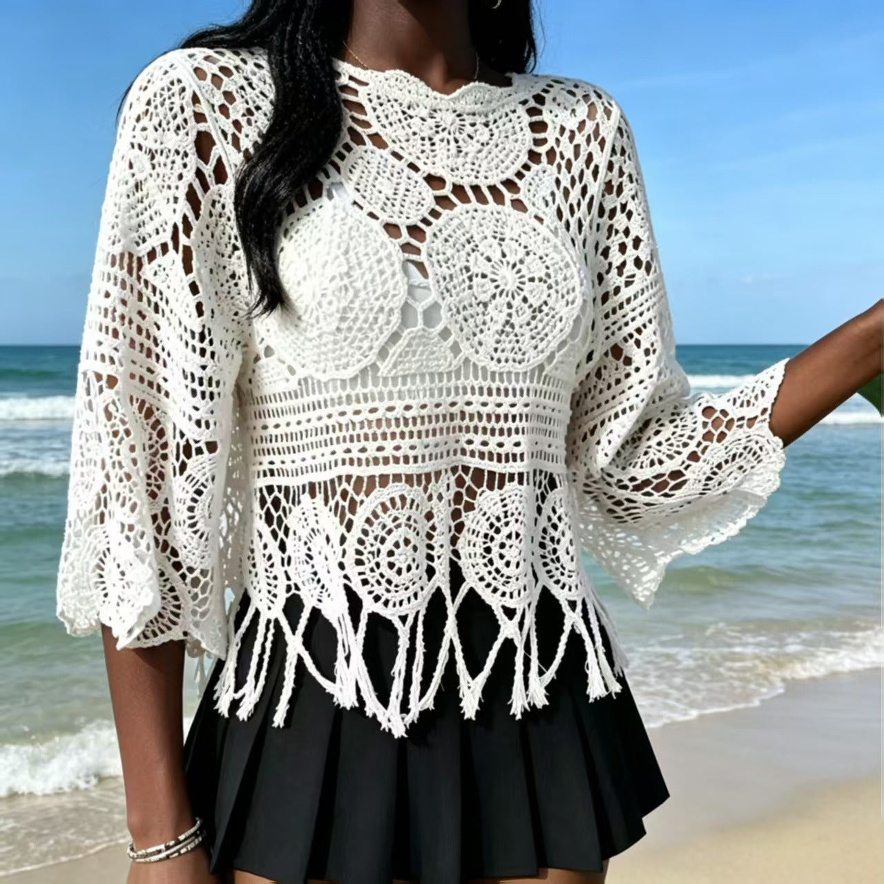 Bohemian Crochet Knit Sweater