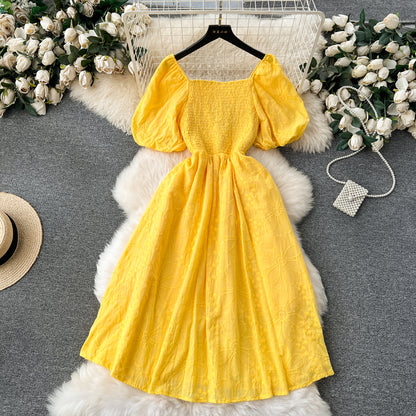 Bohemian Embroidered Lantern Sleeve Dress