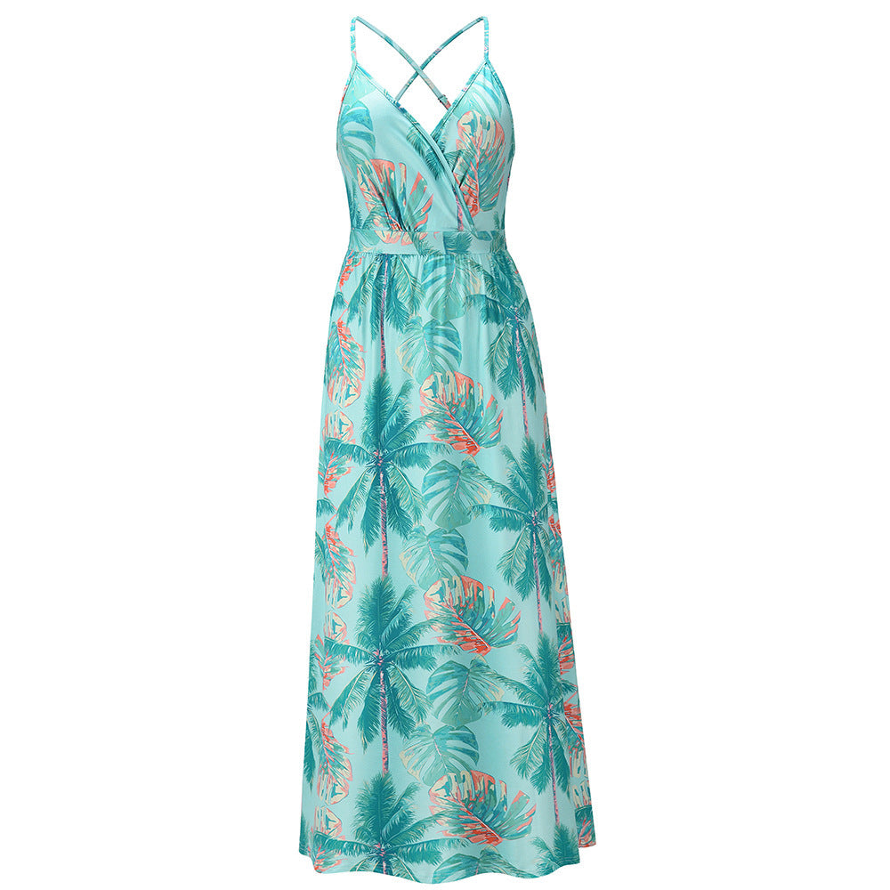 Bohemian Floral Print Sleeveless Long Dress