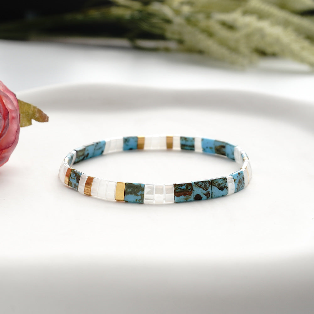 Bohemian Geometric Glass Bead Bracelet