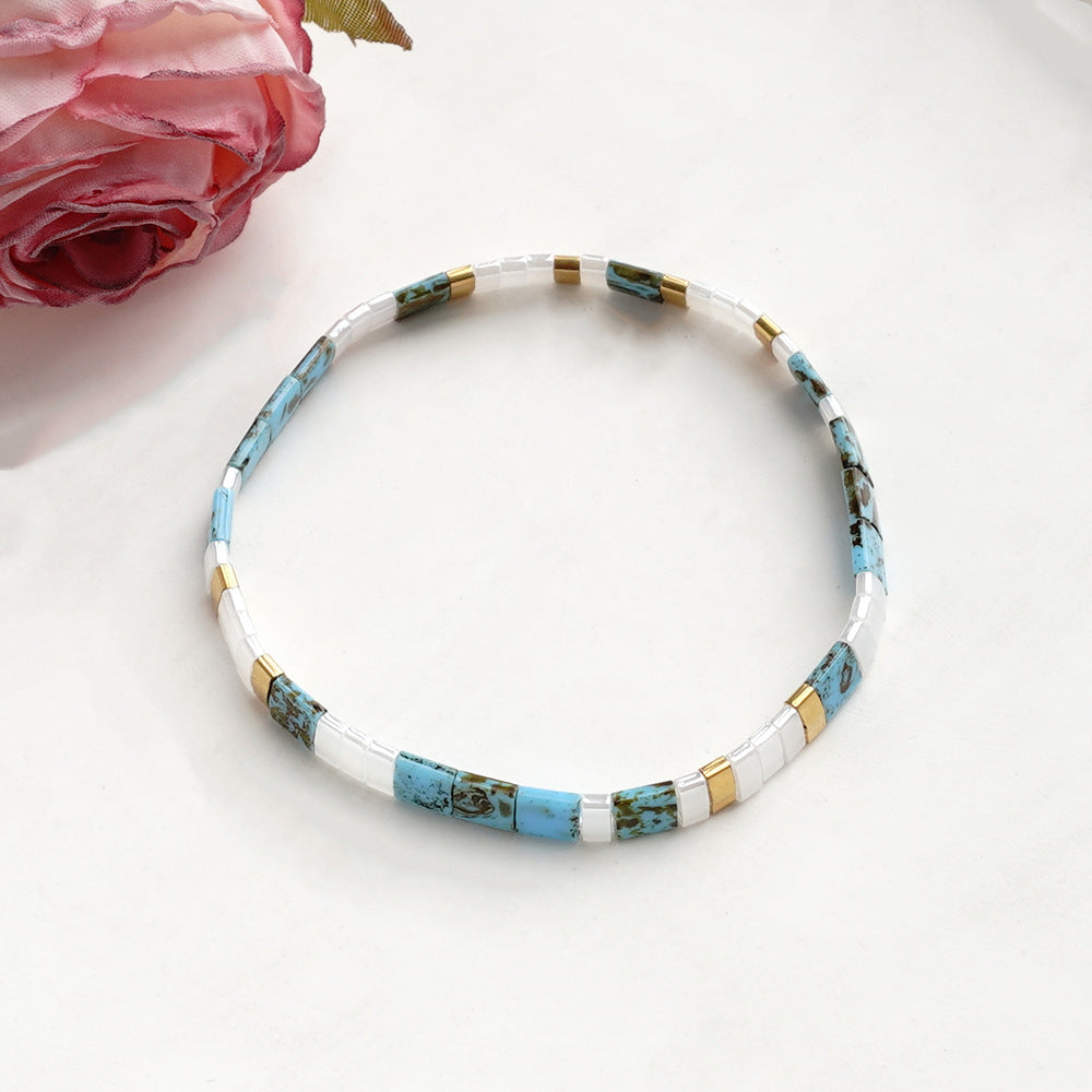 Bohemian Geometric Glass Bead Bracelet