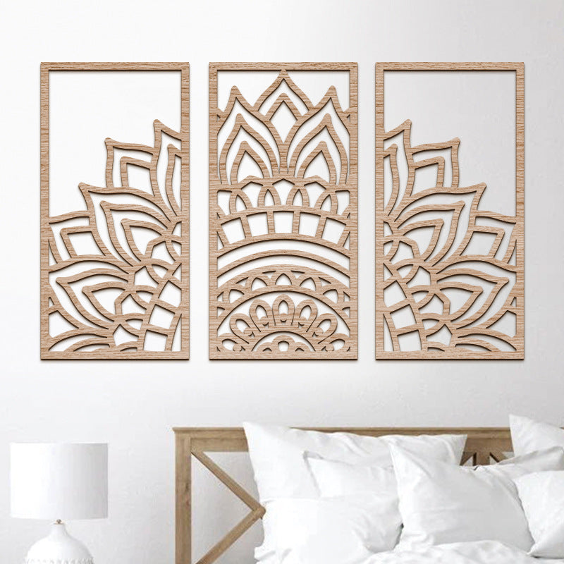 Bohemian Geometric Wood Carved Wall Art
