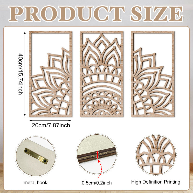 Bohemian Geometric Wood Carved Wall Art