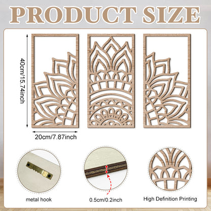 Bohemian Geometric Wood Carved Wall Art