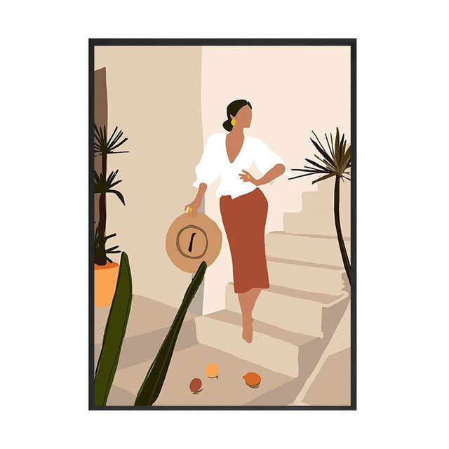 Bohemian Girl Plant Canvas Wall Art