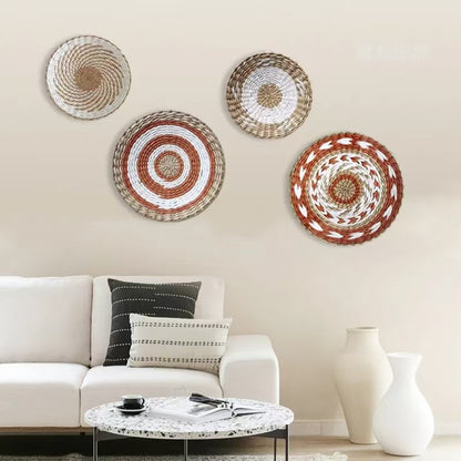 Bohemian Hand-Woven Straw Wall Decoration Plate