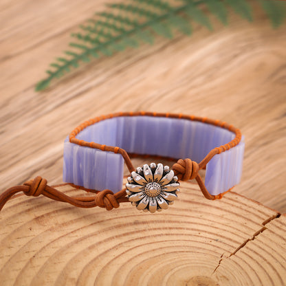 Bohemian Leather Rope Bracelet with Imitation Stone