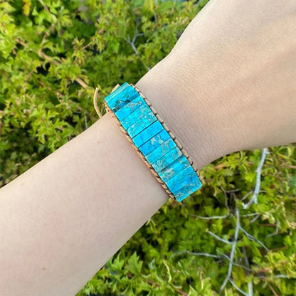Bohemian Leather Rope Bracelet with Imitation Stone