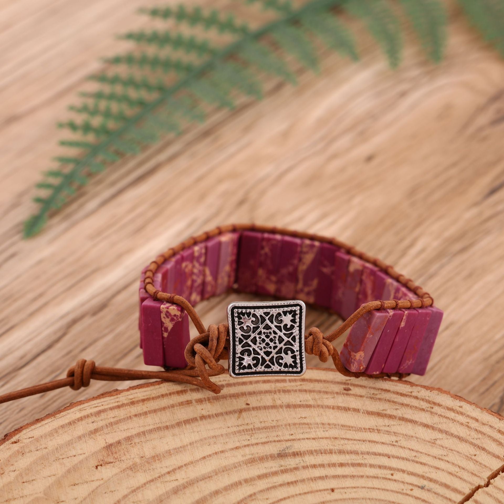 Bohemian Leather Rope Bracelet with Imitation Stone