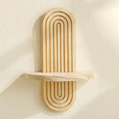 Bohemian Oval Thread Solid Wood Wall Flower Pot Storage Rack
