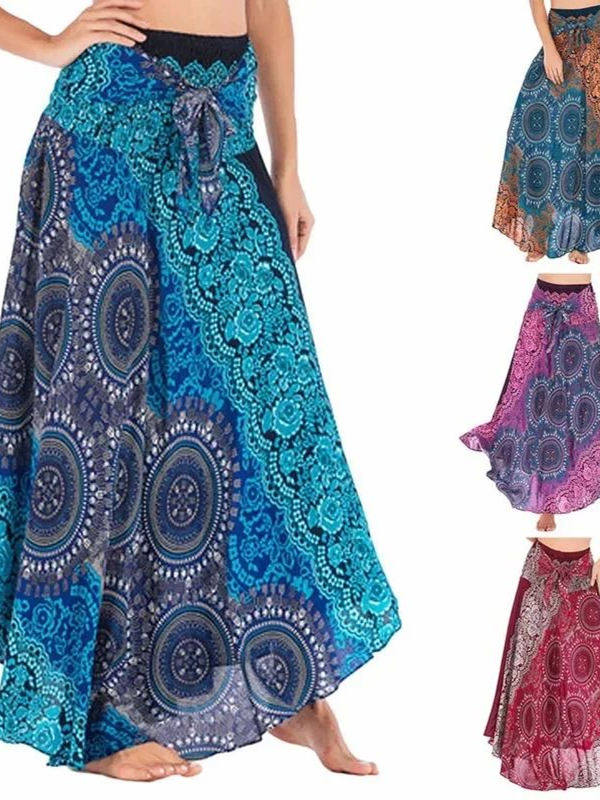 Bohemian Pleated Flared Dress