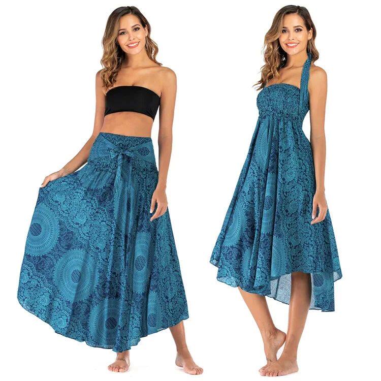 Bohemian Pleated Flared Dress