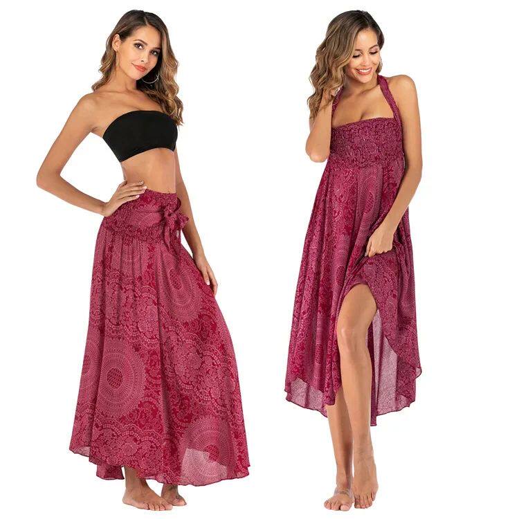 Bohemian Pleated Flared Dress