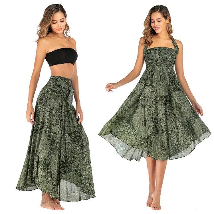 Bohemian Pleated Flared Dress