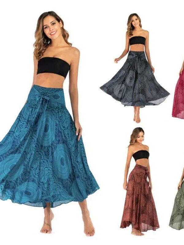 Bohemian Pleated Flared Dress
