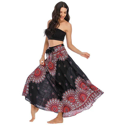 Bohemian Pleated Flared Dress