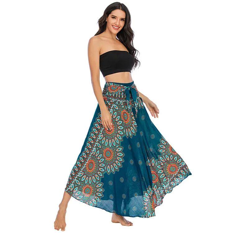 Bohemian Pleated Flared Dress