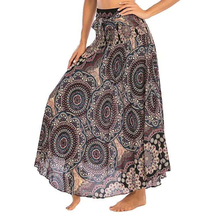 Bohemian Pleated Flared Dress