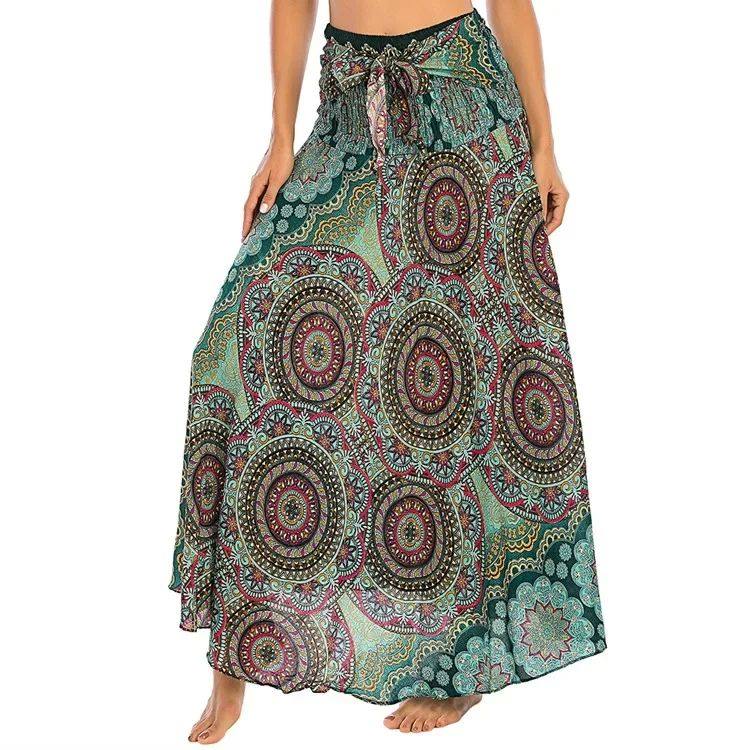 Bohemian Pleated Flared Dress
