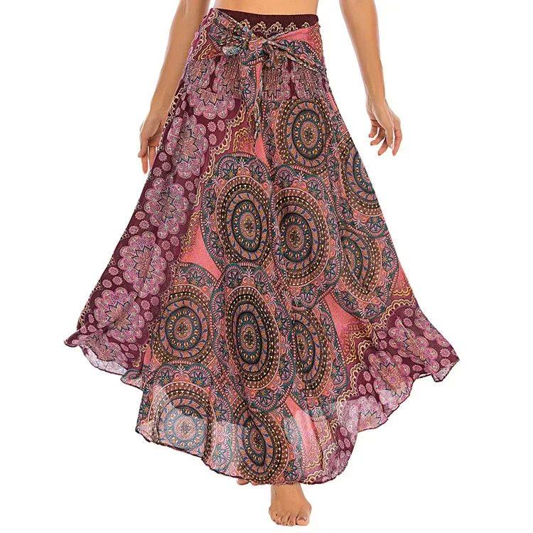 Bohemian Pleated Flared Dress