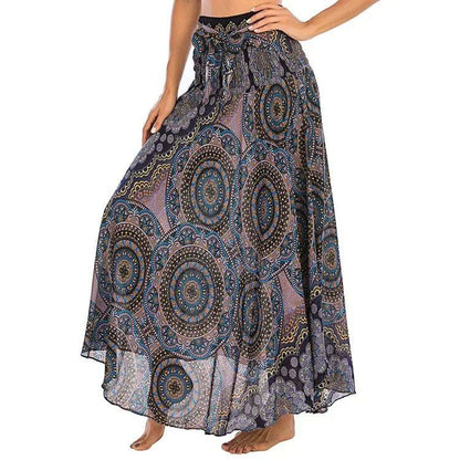 Bohemian Pleated Flared Dress