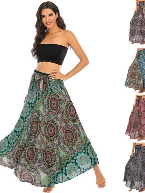 Bohemian Pleated Flared Dress