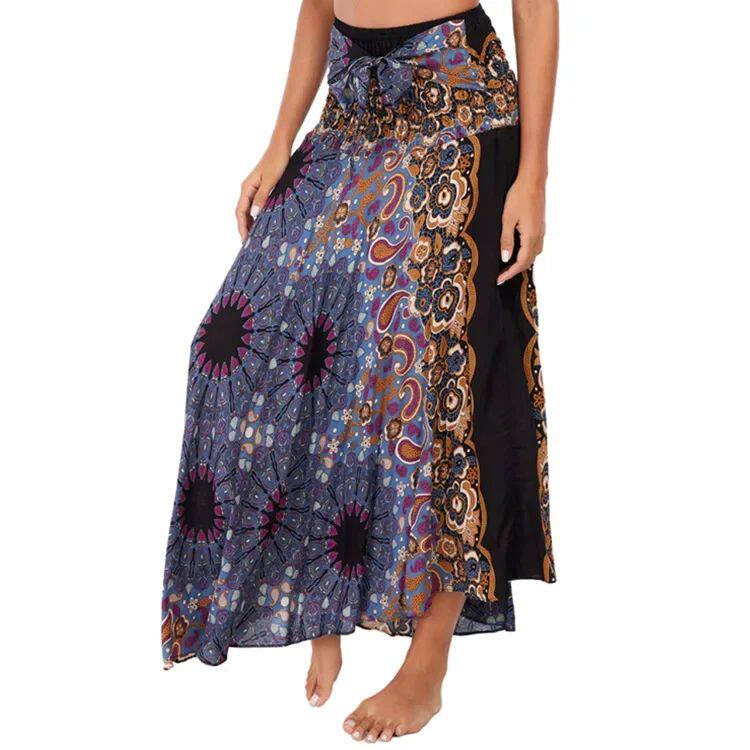 Bohemian Pleated Flared Dress