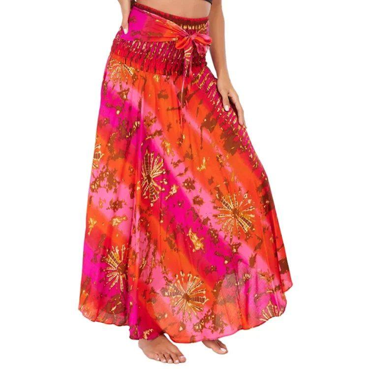 Bohemian Pleated Flared Dress