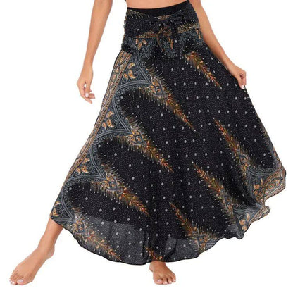 Bohemian Pleated Flared Dress