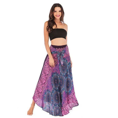 Bohemian Pleated Flared Dress