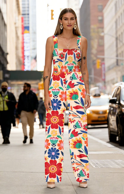 Bohemian Print Strap Jumpsuit