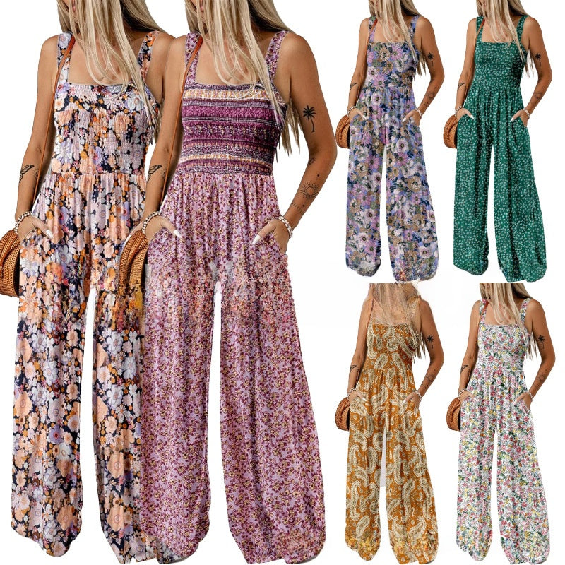 Bohemian Print Strap Jumpsuit
