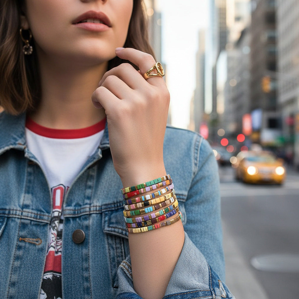 Bohemian Rice Bead Stretch Bracelet