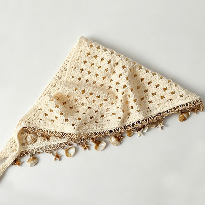 Bohemian Shell Tassel Knit Beanie Hat
