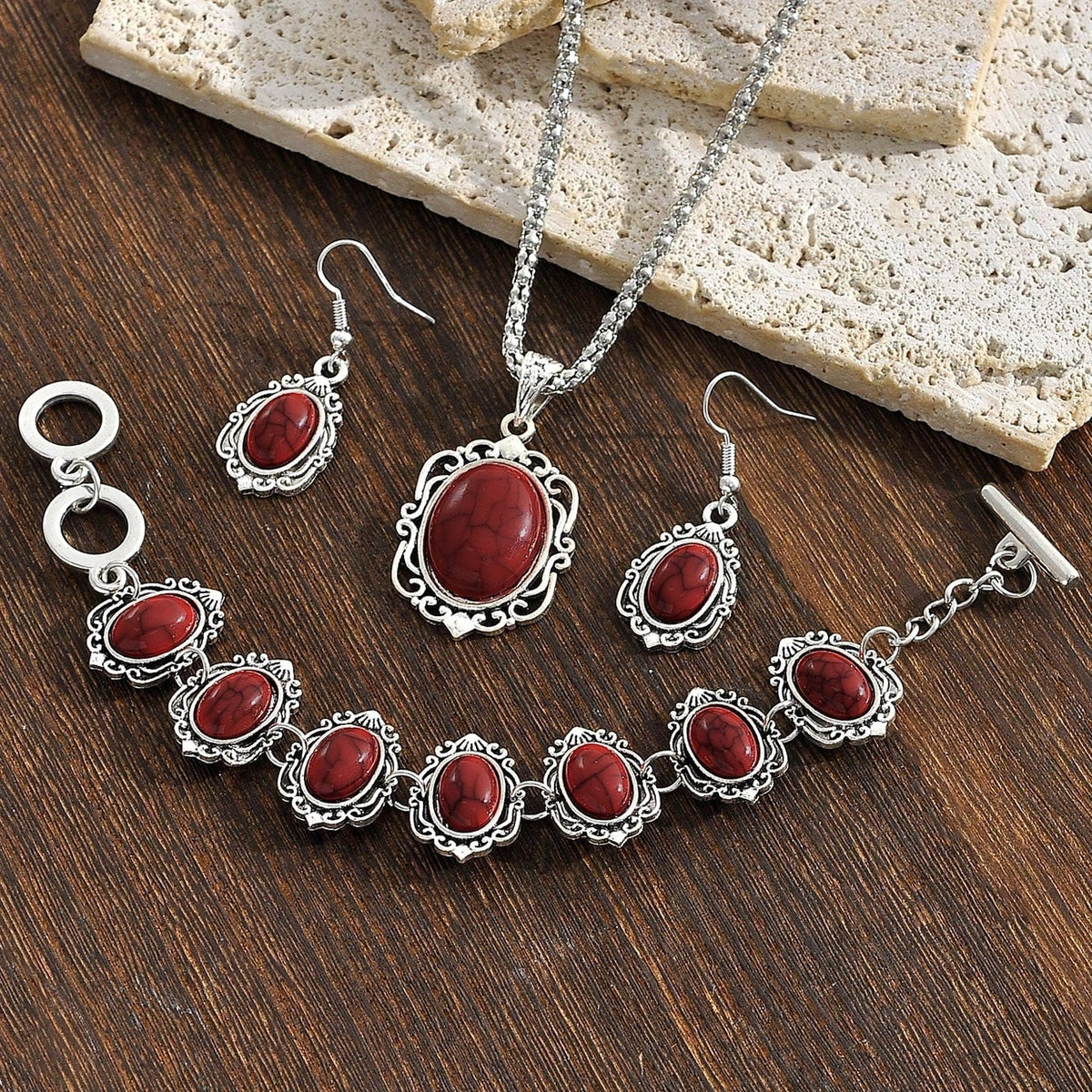 Bohemian Style Jewelry Set Earrings Necklace Bracelet
