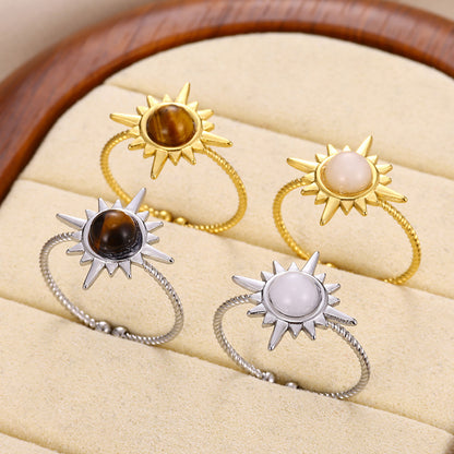 Bohemian Sun Star Adjustable Stainless Steel Ring