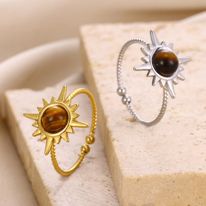 Bohemian Sun Star Adjustable Stainless Steel Ring