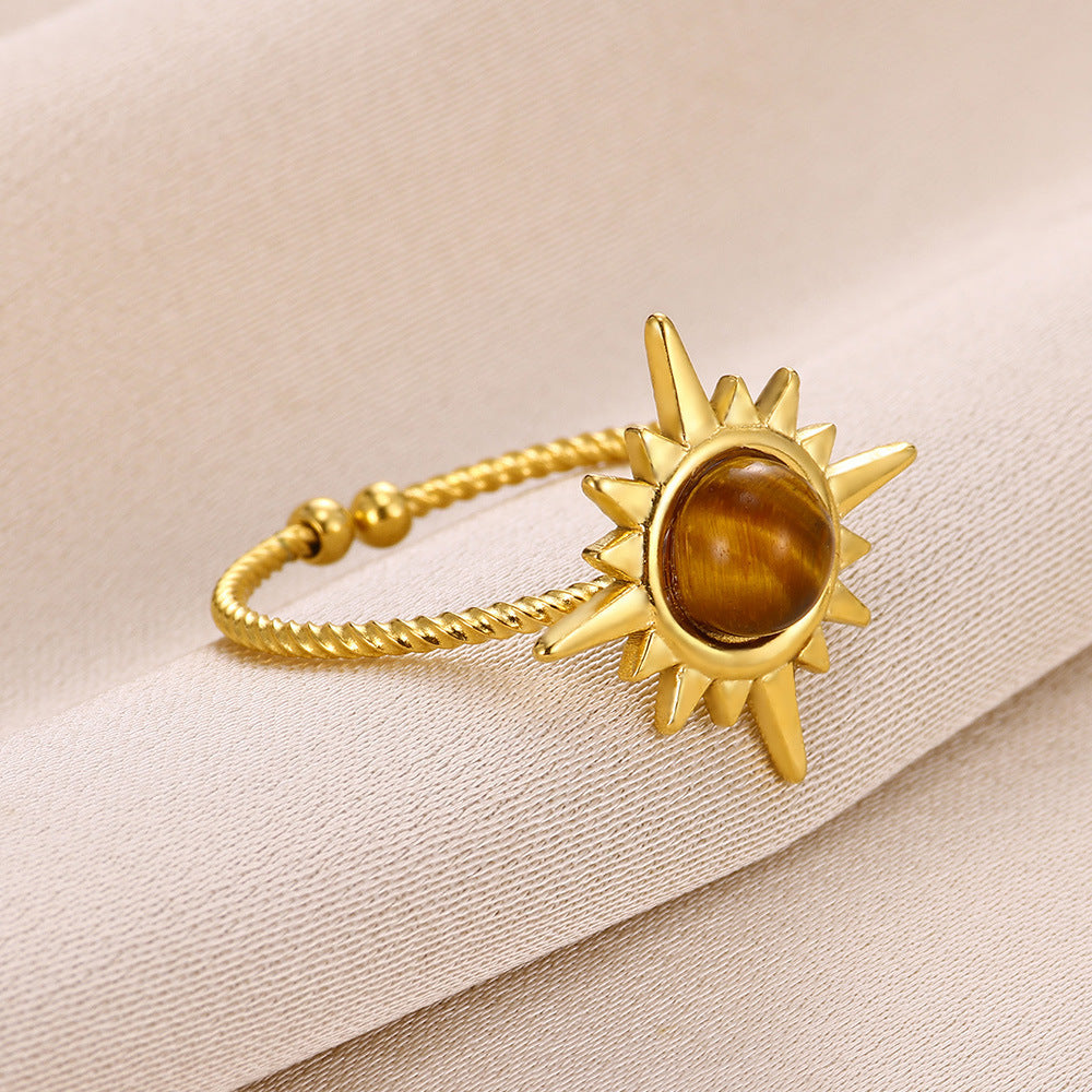 Bohemian Sun Star Adjustable Stainless Steel Ring