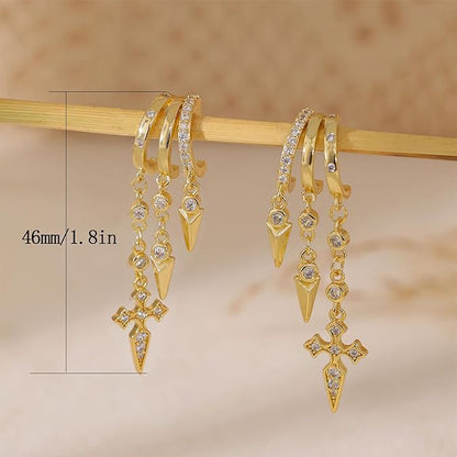 Bohemian Tassel Zircon Earrings Gold Plated