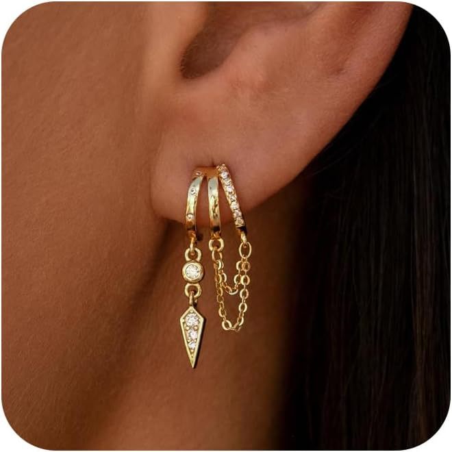 Bohemian Tassel Zircon Earrings Gold Plated