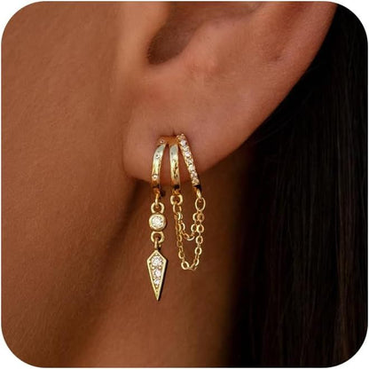Bohemian Tassel Zircon Earrings Gold Plated