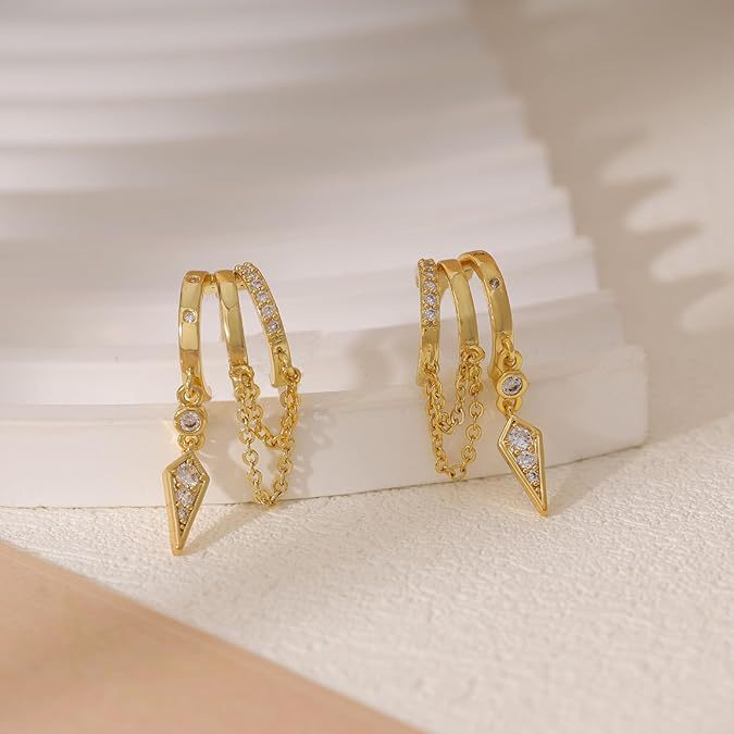 Bohemian Tassel Zircon Earrings Gold Plated