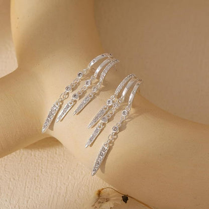 Bohemian Tassel Zircon Earrings Gold Plated