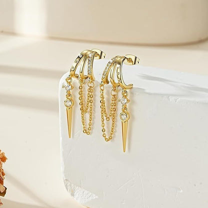 Bohemian Tassel Zircon Earrings Gold Plated