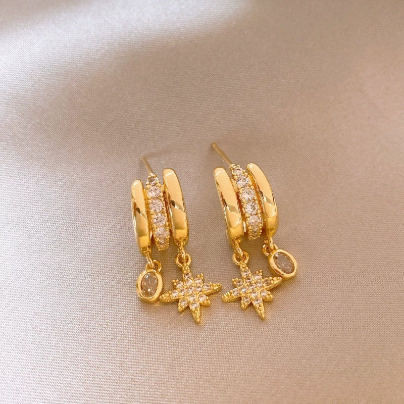 Bohemian Tassel Zircon Earrings Gold Plated
