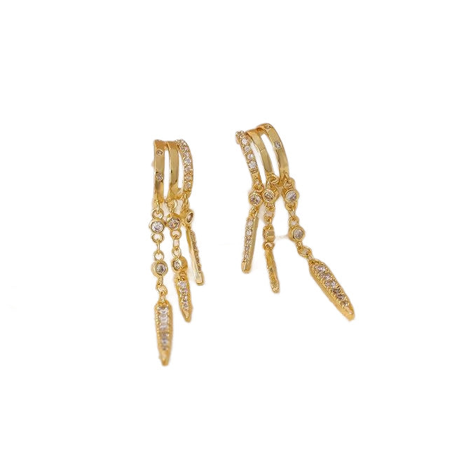 Bohemian Tassel Zircon Earrings Gold Plated