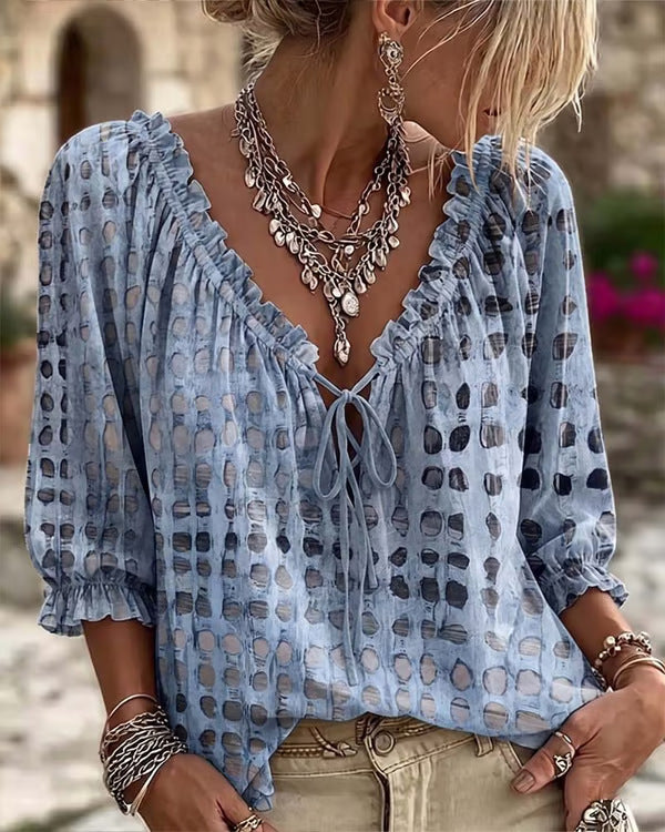 Bohemian V-Neck Linen Shirt for Women