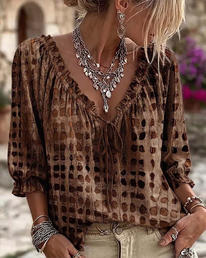 Bohemian V-Neck Linen Shirt for Women
