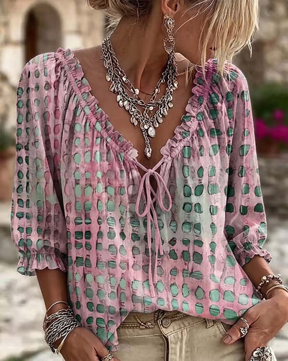 Bohemian V-Neck Linen Shirt for Women