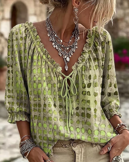 Bohemian V-Neck Linen Shirt for Women
